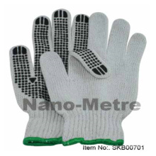 NMSAFETY Gants de travail tricotés en polycoton blanchis de calibre 7 avec des points de PVC sur la paume